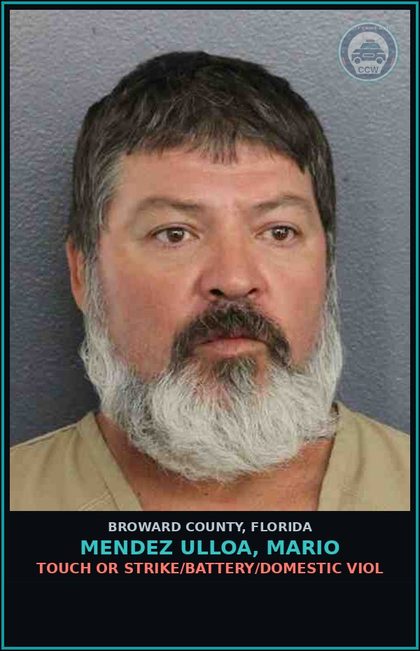 CCW arrest card for MENDEZ ULLOA, MARIO in Broward County: TOUCH OR STRIKE/BATTERY/DOMESTIC VIOL