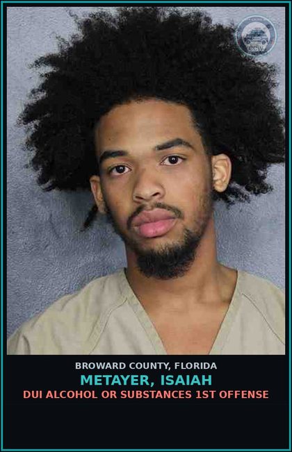 CCW arrest card for METAYER, ISAIAH in Broward County: POSS Canna 20 GRAMS LESS/ SYNTH CANN 3 GMS LESS