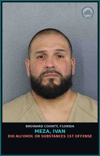 CCW arrest card for MEZA, IVAN in Broward County: DUI ALCOHOL OR DRUGS  1ST OFFENSE