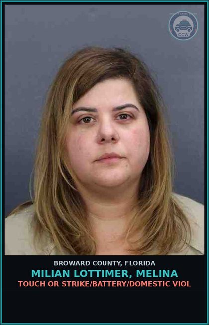CCW arrest card for MILIAN LOTTIMER, MELINA in Broward County: TOUCH OR STRIKE/BATTERY/DOMESTIC VIOL