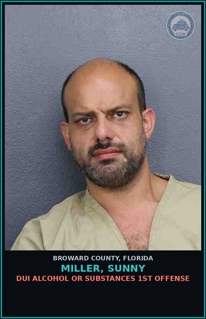 CCW arrest card for MILLER, SUNNY in Broward County: DUI ALCOHOL OR DRUGS  1ST OFFENSE