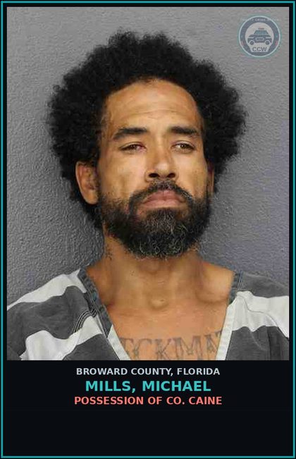 CCW arrest card for MILLS, MICHAEL in Broward County: BOND SURR FEL