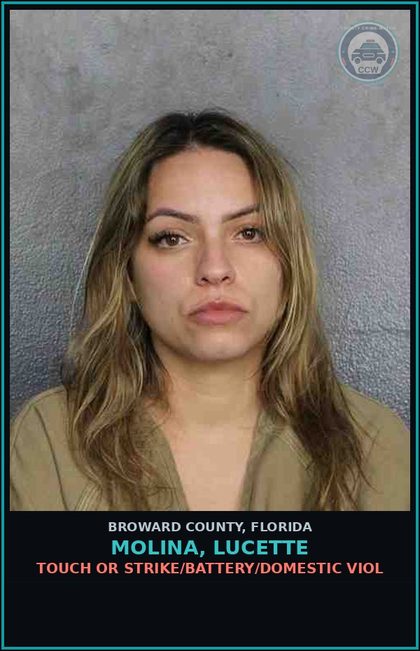 CCW arrest card for MOLINA, LUCETTE in Broward County: TOUCH OR STRIKE/BATTERY/DOMESTIC VIOL