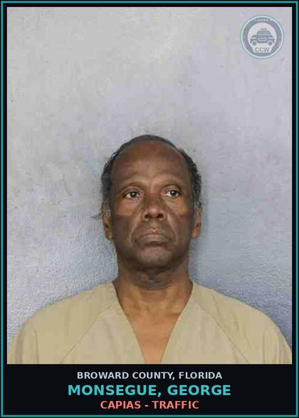 CCW arrest card for MONSEGUE, GEORGE in Broward County: CAPIAS - TRAFFIC