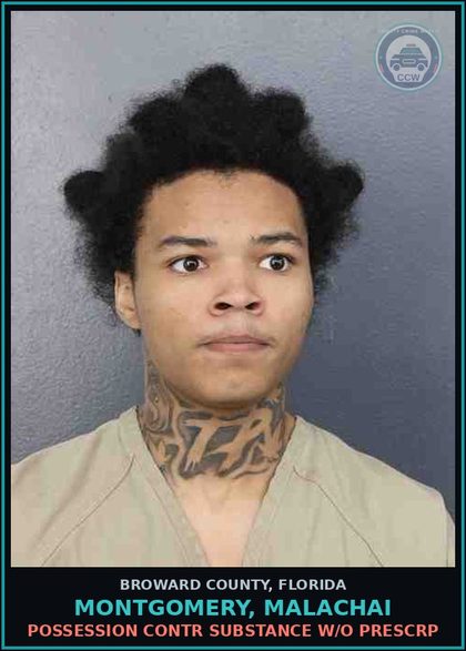 CCW arrest card for MONTGOMERY, MALACHAI in Broward County: DRUG PARAPHERNALIA-POSSESS AND OR USE