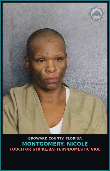 CCW arrest card for MONTGOMERY, NICOLE in Broward County: TOUCH OR STRIKE/BATTERY/DOMESTIC VIOL