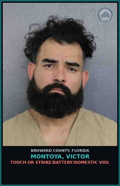 CCW arrest card for MONTOYA, VICTOR in Broward County: TOUCH OR STRIKE/BATTERY/DOMESTIC VIOL