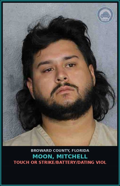CCW arrest card for MOON, MITCHELL in Broward County: TOUCH OR STRIKE/BATTERY/DATING VIOL