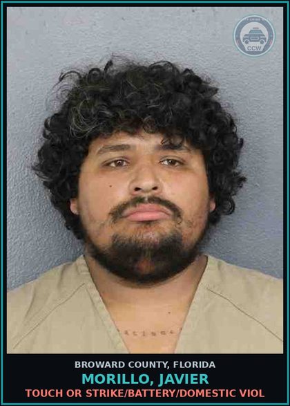 CCW arrest card for MORILLO, JAVIER in Broward County: TOUCH OR STRIKE/BATTERY/DOMESTIC VIOL