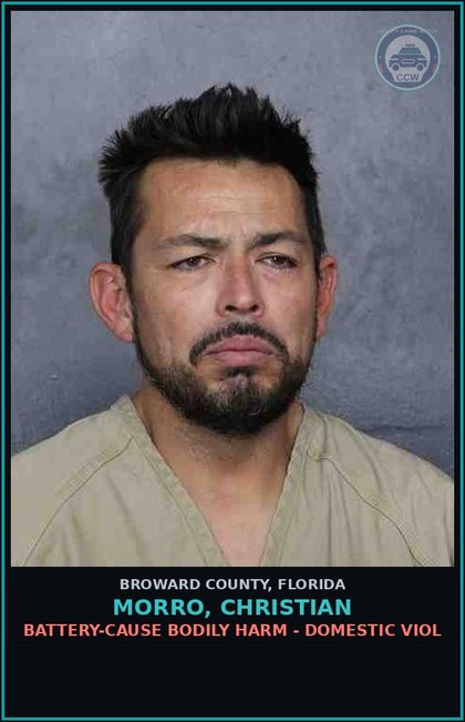 CCW arrest card for MORRO, CHRISTIAN in Broward County: BATTERY-CAUSE BODILY HARM - DOMESTIC VIOL