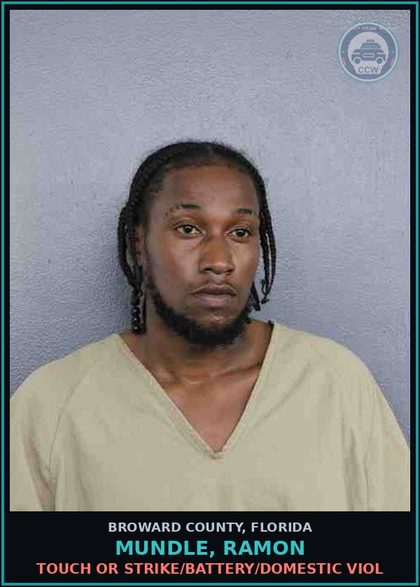 CCW arrest card for MUNDLE, RAMON in Broward County: TOUCH OR STRIKE/BATTERY/DOMESTIC VIOL
