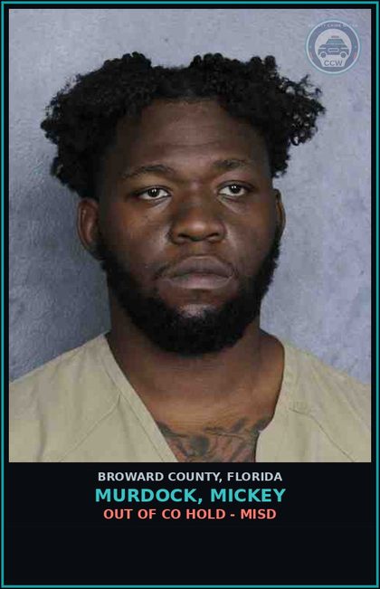 CCW arrest card for MURDOCK, MICKEY in Broward County: OUT OF CO HOLD - MISD