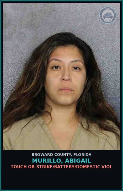 CCW arrest card for MURILLO, ABIGAIL in Broward County: TOUCH OR STRIKE/BATTERY/DOMESTIC VIOL