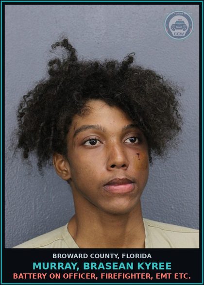 CCW arrest card for MURRAY, BRASEAN KYREE in Broward County, Florida: RESIST OFFICER-OBSTRUCT WITH VIOLENCE