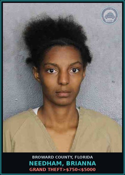 CCW arrest card for NEEDHAM, BRIANNA in Broward County: GRAND THEFT>$750<$5000