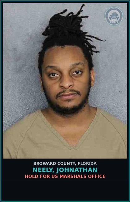 CCW arrest card for NEELY, JOHNATHAN in Broward County: HOLD FOR US MARSHALS OFFICE