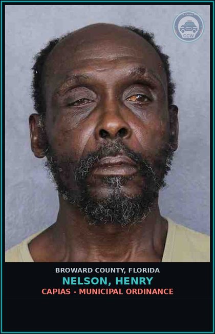CCW arrest card for NELSON, HENRY in Broward County: CAPIAS - MUNICIPAL ORDINANCE