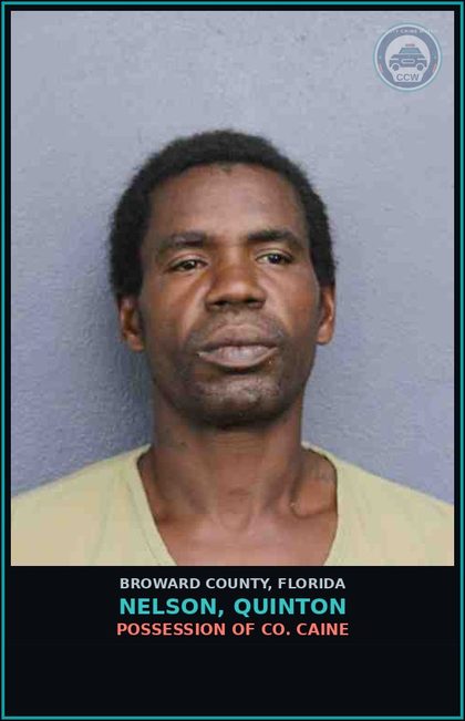CCW arrest card for NELSON, QUINTON in Broward County: POSSESSION OF COCAINE