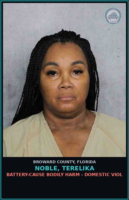 CCW arrest card for NOBLE, TERELIKA in Broward County: BATTERY-CAUSE BODILY HARM - DOMESTIC VIOL