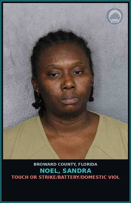 CCW arrest card for NOEL, SANDRA in Broward County: TOUCH OR STRIKE/BATTERY/DOMESTIC VIOL