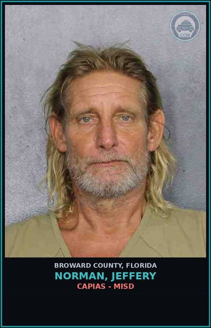 CCW arrest card for NORMAN, JEFFERY in Broward County: CAPIAS - MISD