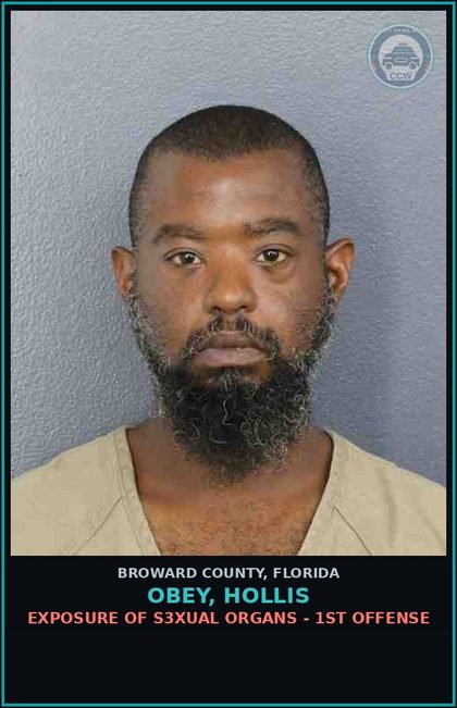 CCW arrest card for OBEY, HOLLIS in Broward County: EXPOSURE OF s3xual ORGANS - 1ST OFFENSE