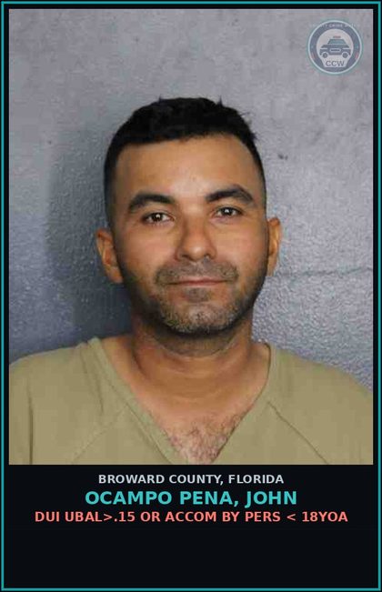 CCW arrest card for OCAMPO PENA, JOHN in Broward County: IMM FED HLD