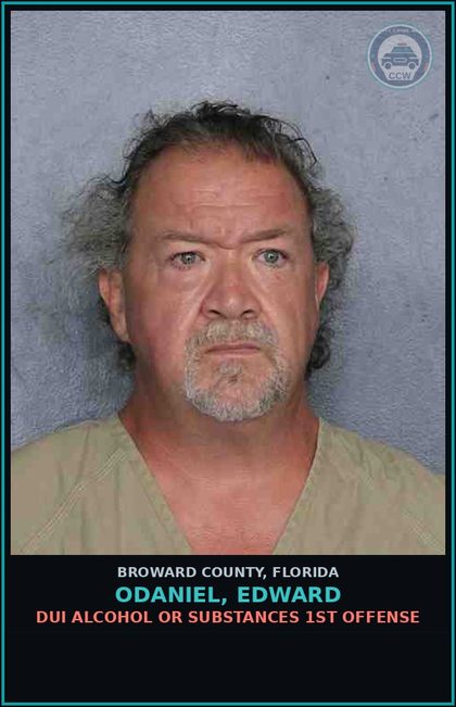 CCW arrest card for ODANIEL, EDWARD in Broward County: DUI ALCOHOL OR DRUGS  1ST OFFENSE