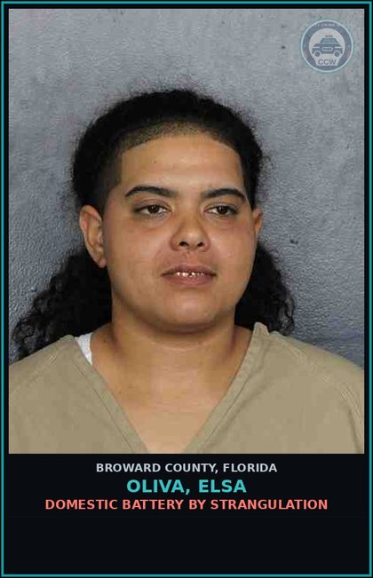 CCW arrest card for OLIVA, ELSA in Broward County: DOMESTIC BATTERY BY STRANGULATION