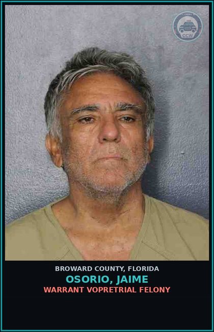 CCW arrest card for OSORIO, JAIME in Broward County: POSSESSION OF COCAINE