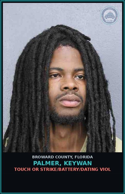 CCW arrest card for PALMER, KEYWAN in Broward County: TAMPERING W/WITN HINDER/DELAY/ETC WITN COMMUN TO LEO/JUDGE MM PROCEEDING