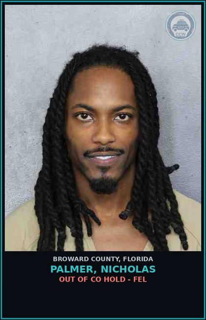 CCW arrest card for PALMER, NICHOLAS in Broward County: OUT OF CO HOLD - FEL