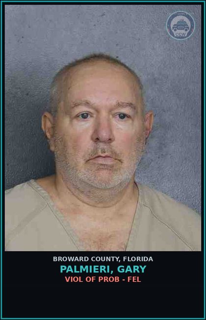 CCW arrest card for PALMIERI, GARY in Broward County: VIOL OF PROB - FEL