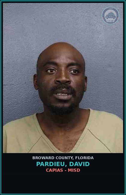 CCW arrest card for PARDIEU, DAVID in Broward County: CAPIAS - MISD