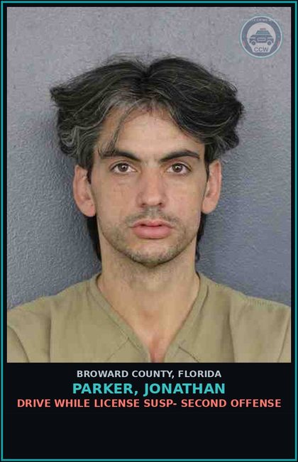 CCW arrest card for PARKER, JONATHAN in Broward County: DRIVE WHILE LICENSE SUSP- SECOND OFFENSE