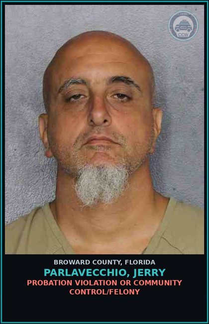 CCW arrest card for PARLAVECCHIO, JERRY in Broward County: PROBATION VIOLATION OR COMMUNITY CONTROL/FELONY