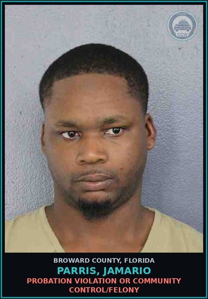 CCW arrest card for PARRIS, JAMARIO in Broward County: DISTRIBUTE/DELIVER COCAINE
