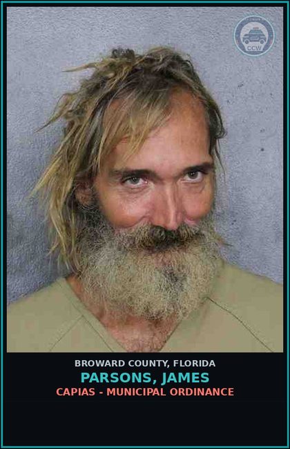 CCW arrest card for PARSONS, JAMES in Broward County: CAPIAS - MUNICIPAL ORDINANCE
