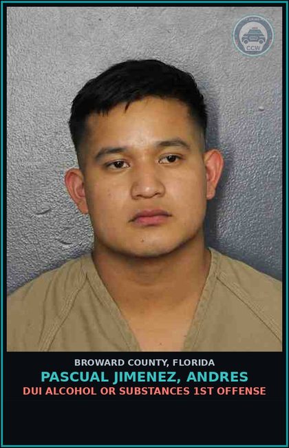CCW arrest card for PASCUAL JIMENEZ, ANDRES in Broward County: IMM FED HLD