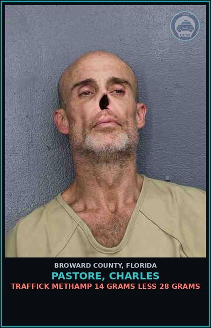 CCW arrest card for PASTORE, CHARLES in Broward County: POSSESSION OF Methamp