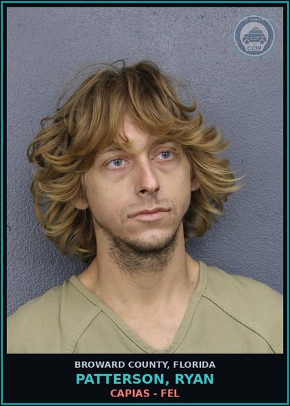 CCW arrest card for PATTERSON, RYAN in Broward County: CAPIAS - FEL