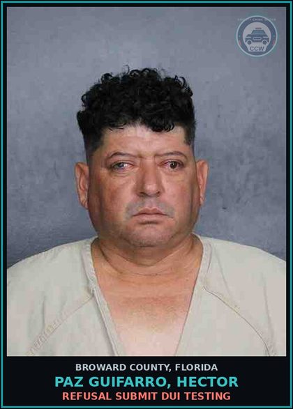 CCW arrest card for PAZ GUIFARRO, HECTOR in Broward County: IMM FED HLD
