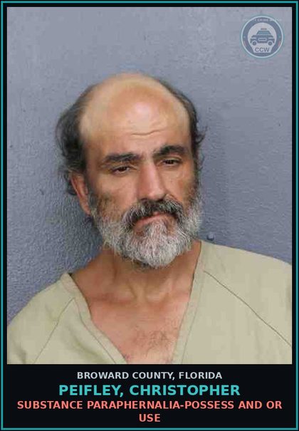 CCW arrest card for PEIFLEY, CHRISTOPHER in Broward County: DRUG PARAPHERNALIA-POSSESS AND OR USE