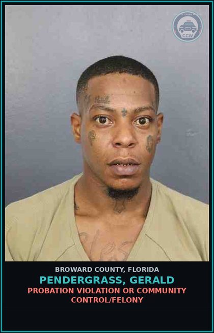CCW arrest card for PENDERGRASS, GERALD in Broward County: RESIST OFFICER-OBSTRUCT WITHOUT VIOLENCE
