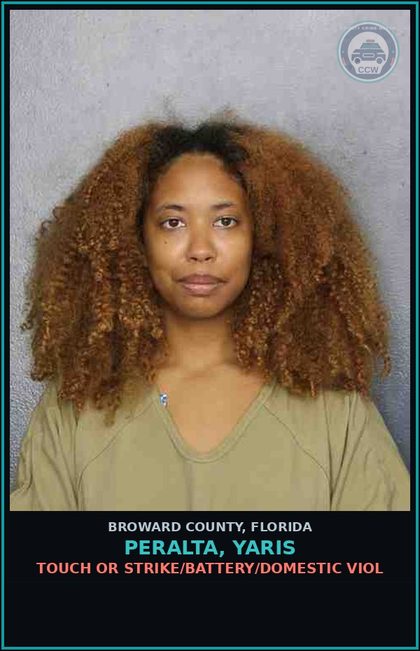 CCW arrest card for PERALTA, YARIS in Broward County: TOUCH OR STRIKE/BATTERY/DOMESTIC VIOL