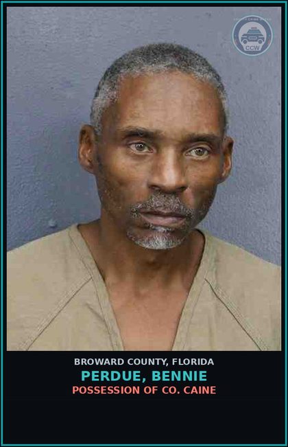 CCW arrest card for PERDUE, BENNIE in Broward County: POSSESSION OF COCAINE