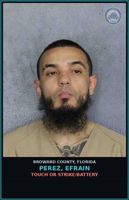 CCW arrest card for PEREZ, EFRAIN in Broward County: TOUCH OR STRIKE/BATTERY
