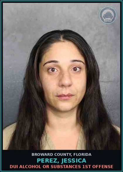 CCW arrest card for PEREZ, JESSICA in Broward County: DUI ALCOHOL OR DRUGS  1ST OFFENSE