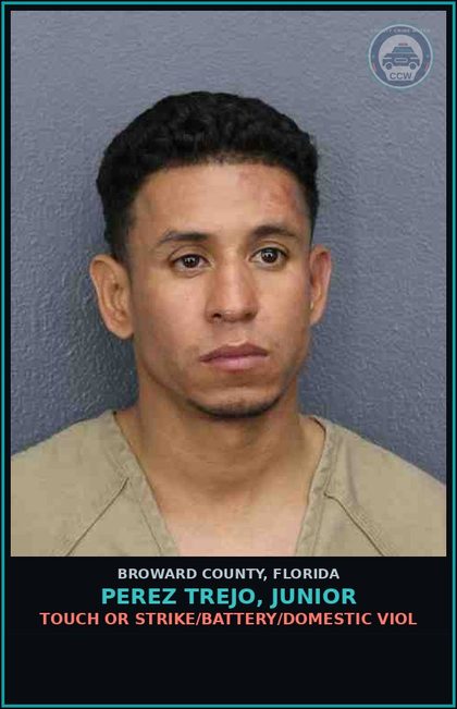CCW arrest card for PEREZ TREJO, JUNIOR in Broward County: TOUCH OR STRIKE/BATTERY/DOMESTIC VIOL
