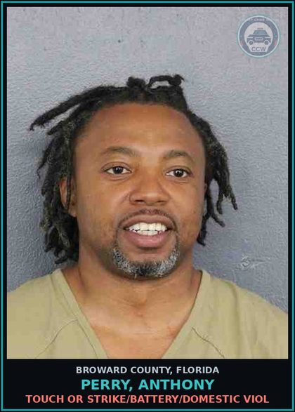 CCW arrest card for PERRY, ANTHONY in Broward County: TOUCH OR STRIKE/BATTERY/DOMESTIC VIOL
